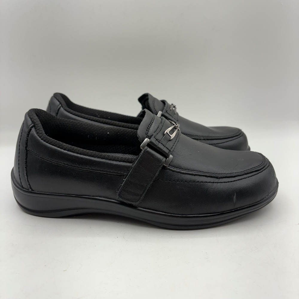 Orthofeet Chelsea Women 9 X-Wide 2E Black Leather Orthopedic Slip On Loafer 817